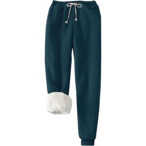 imageFlygo Womens Winter Warm Fleece Joggers Pants Sherpa Lined Athletic Active SweatpantsDarkblue