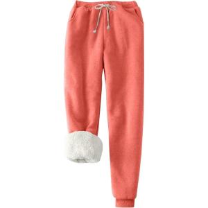 imageFlygo Womens Winter Warm Fleece Joggers Pants Sherpa Lined Athletic Active SweatpantsWatermelon