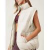 imageFlygo Puffer Vest Women Zip Up Sleeveless Winter Casual Stand Collar Padded Down Jacket Coat with PocketsBeige
