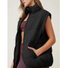 imageFlygo Puffer Vest Women Zip Up Sleeveless Winter Casual Stand Collar Padded Down Jacket Coat with PocketsBlack