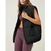imageFlygo Puffer Vest Women Zip Up Sleeveless Winter Casual Stand Collar Padded Down Jacket Coat with PocketsBlack