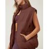 imageFlygo Puffer Vest Women Zip Up Sleeveless Winter Casual Stand Collar Padded Down Jacket Coat with PocketsBrown