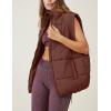 imageFlygo Puffer Vest Women Zip Up Sleeveless Winter Casual Stand Collar Padded Down Jacket Coat with PocketsBrown