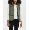 imageFlygo Puffer Vest Women Zip Up Sleeveless Winter Casual Stand Collar Padded Down Jacket Coat with PocketsHooded Army Green