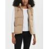 imageFlygo Puffer Vest Women Zip Up Sleeveless Winter Casual Stand Collar Padded Down Jacket Coat with PocketsHooded Khaki