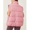 imageFlygo Puffer Vest Women Zip Up Sleeveless Winter Casual Stand Collar Padded Down Jacket Coat with PocketsPink