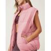 imageFlygo Puffer Vest Women Zip Up Sleeveless Winter Casual Stand Collar Padded Down Jacket Coat with PocketsPink