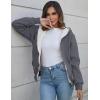 imageFlygo Women Winter Hoodies Zip Up Fleece Sherpa Lined Warm Sweatshirts JacketAsh Grey