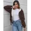 imageFlygo Women Winter Hoodies Zip Up Fleece Sherpa Lined Warm Sweatshirts JacketCoffee Brown