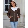 imageFlygo Women Winter Hoodies Zip Up Fleece Sherpa Lined Warm Sweatshirts JacketCoffee Brown