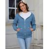 imageFlygo Women Winter Hoodies Zip Up Fleece Sherpa Lined Warm Sweatshirts JacketGreyish Blue