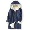 imageFlygo Womens Boyfriend SherpaLined Mid Long Hooded Denim Trucker Jacket Jean Coat OutwearBlue