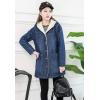 imageFlygo Womens Boyfriend SherpaLined Mid Long Hooded Denim Trucker Jacket Jean Coat OutwearBlue