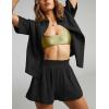 imageFlygo Womens Casual 2 Piece Outfits Cotton Linen Sets Button Down Oversized Shirt Shorts 2025 Pajama Lounge Beach SetBlack