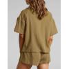 imageFlygo Womens Casual 2 Piece Outfits Cotton Linen Sets Button Down Oversized Shirt Shorts 2025 Pajama Lounge Beach SetDark Khaki