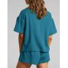 imageFlygo Womens Casual 2 Piece Outfits Cotton Linen Sets Button Down Oversized Shirt Shorts 2025 Pajama Lounge Beach SetDark Teal