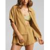 imageFlygo Womens Casual 2 Piece Outfits Cotton Linen Sets Button Down Oversized Shirt Shorts 2025 Pajama Lounge Beach SetGinger