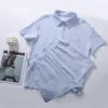 imageFlygo Womens Casual 2 Piece Outfits Cotton Linen Sets Button Down Oversized Shirt Shorts 2025 Pajama Lounge Beach SetLight Blue