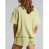 imageFlygo Womens Casual 2 Piece Outfits Cotton Linen Sets Button Down Oversized Shirt Shorts 2025 Pajama Lounge Beach SetLight Green