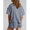 imageFlygo Womens Casual 2 Piece Outfits Cotton Linen Sets Button Down Oversized Shirt Shorts 2025 Pajama Lounge Beach SetLight Grey