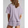 imageFlygo Womens Casual 2 Piece Outfits Cotton Linen Sets Button Down Oversized Shirt Shorts 2025 Pajama Lounge Beach SetLight Purple