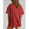 imageFlygo Womens Casual 2 Piece Outfits Cotton Linen Sets Button Down Oversized Shirt Shorts 2025 Pajama Lounge Beach SetRust