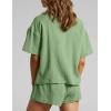 imageFlygo Womens Casual 2 Piece Outfits Cotton Linen Sets Button Down Oversized Shirt Shorts 2025 Pajama Lounge Beach SetSage Green