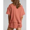 imageFlygo Womens Casual 2 Piece Outfits Cotton Linen Sets Button Down Oversized Shirt Shorts 2025 Pajama Lounge Beach SetSalmon