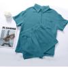 imageFlygo Womens Casual 2 Piece Outfits Cotton Linen Sets Button Down Oversized Shirt Shorts 2025 Pajama Lounge Beach SetSteel Blue