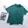 imageFlygo Womens Casual 2 Piece Outfits Cotton Linen Sets Button Down Oversized Shirt Shorts 2025 Pajama Lounge Beach SetTeal