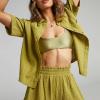imageFlygo Womens Casual 2 Piece Outfits Cotton Linen Sets Button Down Oversized Shirt Shorts 2025 Pajama Lounge Beach SetYellow