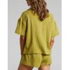 imageFlygo Womens Casual 2 Piece Outfits Cotton Linen Sets Button Down Oversized Shirt Shorts 2025 Pajama Lounge Beach SetYellow