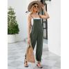 imageFlygo Womens Fashion Cotton Linen Overalls Loose Fit Sleeveless Straps Wide Leg Baggy Jumpsuit RompersArmy Green