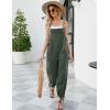 imageFlygo Womens Fashion Cotton Linen Overalls Loose Fit Sleeveless Straps Wide Leg Baggy Jumpsuit RompersArmy Green