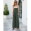 imageFlygo Womens Fashion Cotton Linen Overalls Loose Fit Sleeveless Straps Wide Leg Baggy Jumpsuit RompersArmy Green