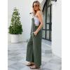 imageFlygo Womens Fashion Cotton Linen Overalls Loose Fit Sleeveless Straps Wide Leg Baggy Jumpsuit RompersArmy Green