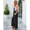 imageFlygo Womens Fashion Cotton Linen Overalls Loose Fit Sleeveless Straps Wide Leg Baggy Jumpsuit RompersBlack