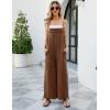 imageFlygo Womens Fashion Cotton Linen Overalls Loose Fit Sleeveless Straps Wide Leg Baggy Jumpsuit RompersBrown