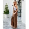 imageFlygo Womens Fashion Cotton Linen Overalls Loose Fit Sleeveless Straps Wide Leg Baggy Jumpsuit RompersBrown