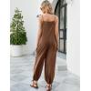 imageFlygo Womens Fashion Cotton Linen Overalls Loose Fit Sleeveless Straps Wide Leg Baggy Jumpsuit RompersBrown