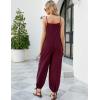 imageFlygo Womens Fashion Cotton Linen Overalls Loose Fit Sleeveless Straps Wide Leg Baggy Jumpsuit RompersBurgundy