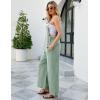 imageFlygo Womens Fashion Cotton Linen Overalls Loose Fit Sleeveless Straps Wide Leg Baggy Jumpsuit RompersCyan