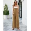 imageFlygo Womens Fashion Cotton Linen Overalls Loose Fit Sleeveless Straps Wide Leg Baggy Jumpsuit RompersDark Khaki