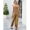 imageFlygo Womens Fashion Cotton Linen Overalls Loose Fit Sleeveless Straps Wide Leg Baggy Jumpsuit RompersDark Khaki