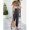 imageFlygo Womens Fashion Cotton Linen Overalls Loose Fit Sleeveless Straps Wide Leg Baggy Jumpsuit RompersGrey
