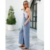 imageFlygo Womens Fashion Cotton Linen Overalls Loose Fit Sleeveless Straps Wide Leg Baggy Jumpsuit RompersLight Blue