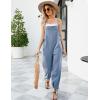 imageFlygo Womens Fashion Cotton Linen Overalls Loose Fit Sleeveless Straps Wide Leg Baggy Jumpsuit RompersLight Blue