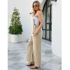 imageFlygo Womens Fashion Cotton Linen Overalls Loose Fit Sleeveless Straps Wide Leg Baggy Jumpsuit RompersLight Khaki