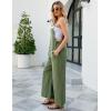 imageFlygo Womens Fashion Cotton Linen Overalls Loose Fit Sleeveless Straps Wide Leg Baggy Jumpsuit RompersOlive