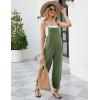 imageFlygo Womens Fashion Cotton Linen Overalls Loose Fit Sleeveless Straps Wide Leg Baggy Jumpsuit RompersOlive